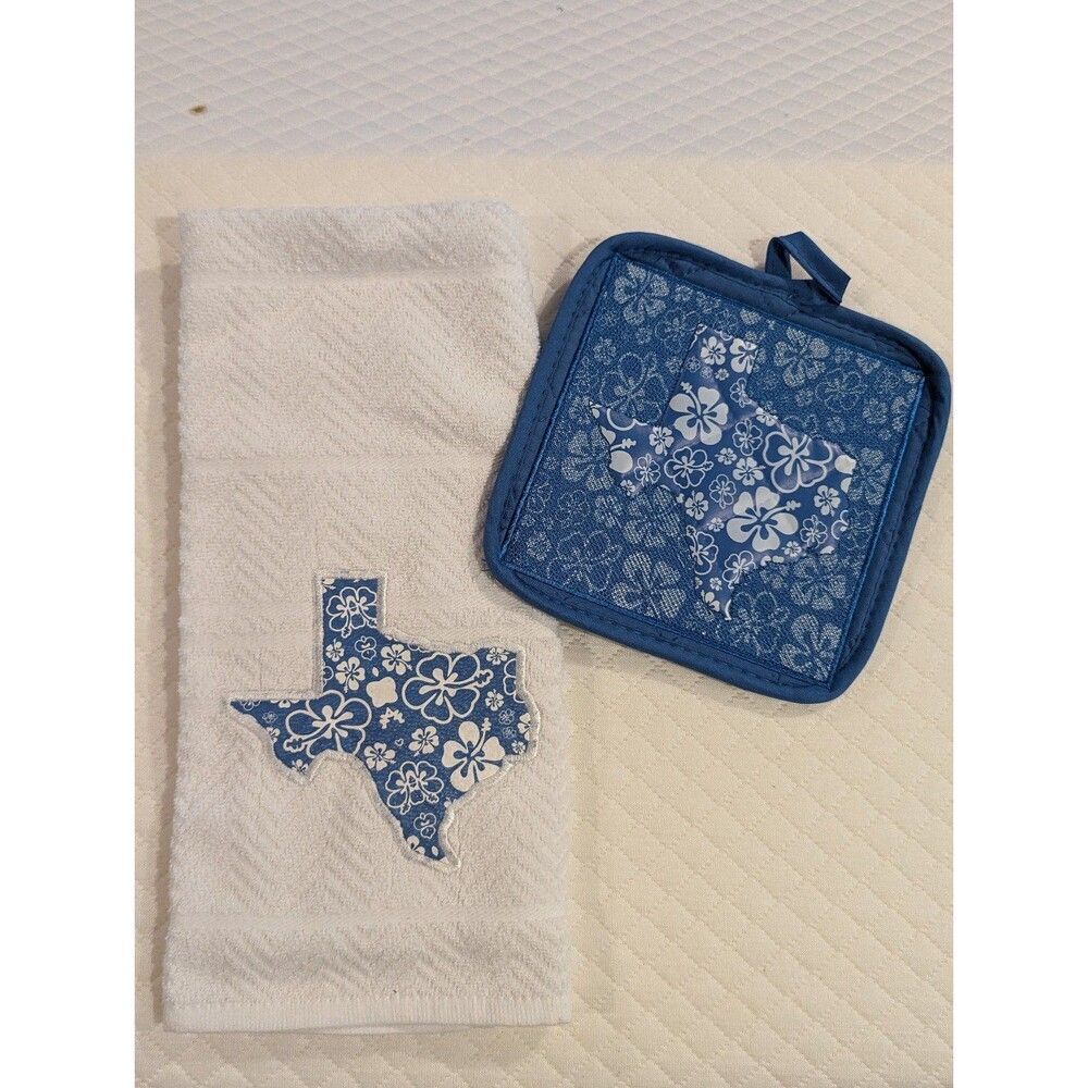 Embroidered Texas kitchen set pot holder kitchen towel New